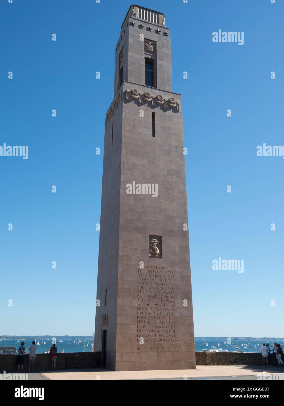 American monument, memorial raised in the cours Dajot after the Great War. (Destroyed in 1941 and reconstructed in 1958). France Stock Photo