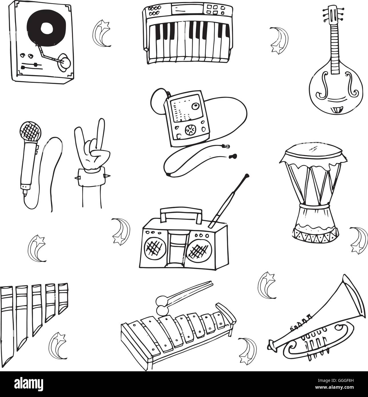 Doodle of music set object Stock Vector Image & Art - Alamy