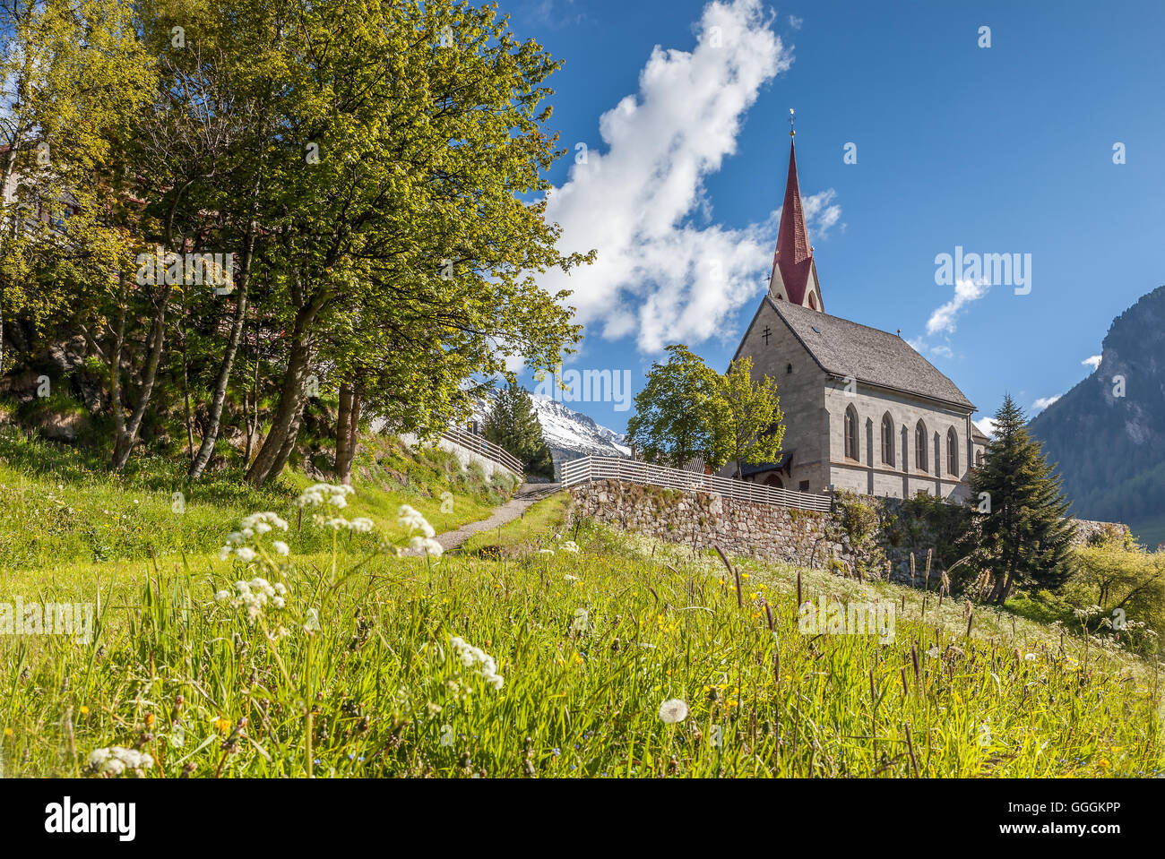 geography / travel, Italy, South Tyrol, village church in Rein in Taufers, Reintal, Additional-Rights-Clearance-Info-Not-Available Stock Photo