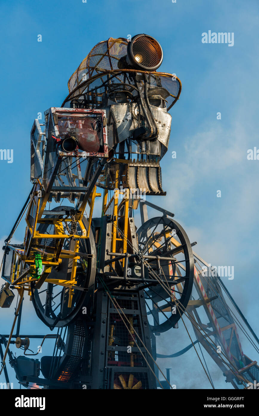 Hayle Cornwall, UK. The Man Engine. The largest mechanical puppet ever to be built in Britain Stock Photo