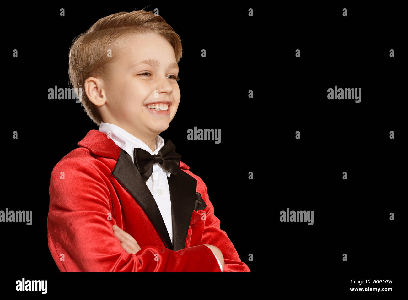 Handsome little boy in a tuxedo Stock Photo Alamy