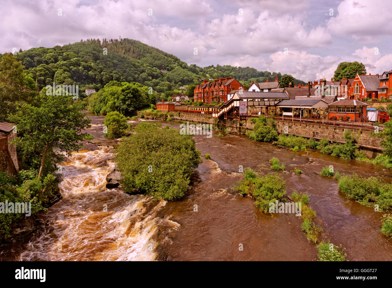 River Dee at LLangollen, Denbighshire, North Wales. Stock Photo