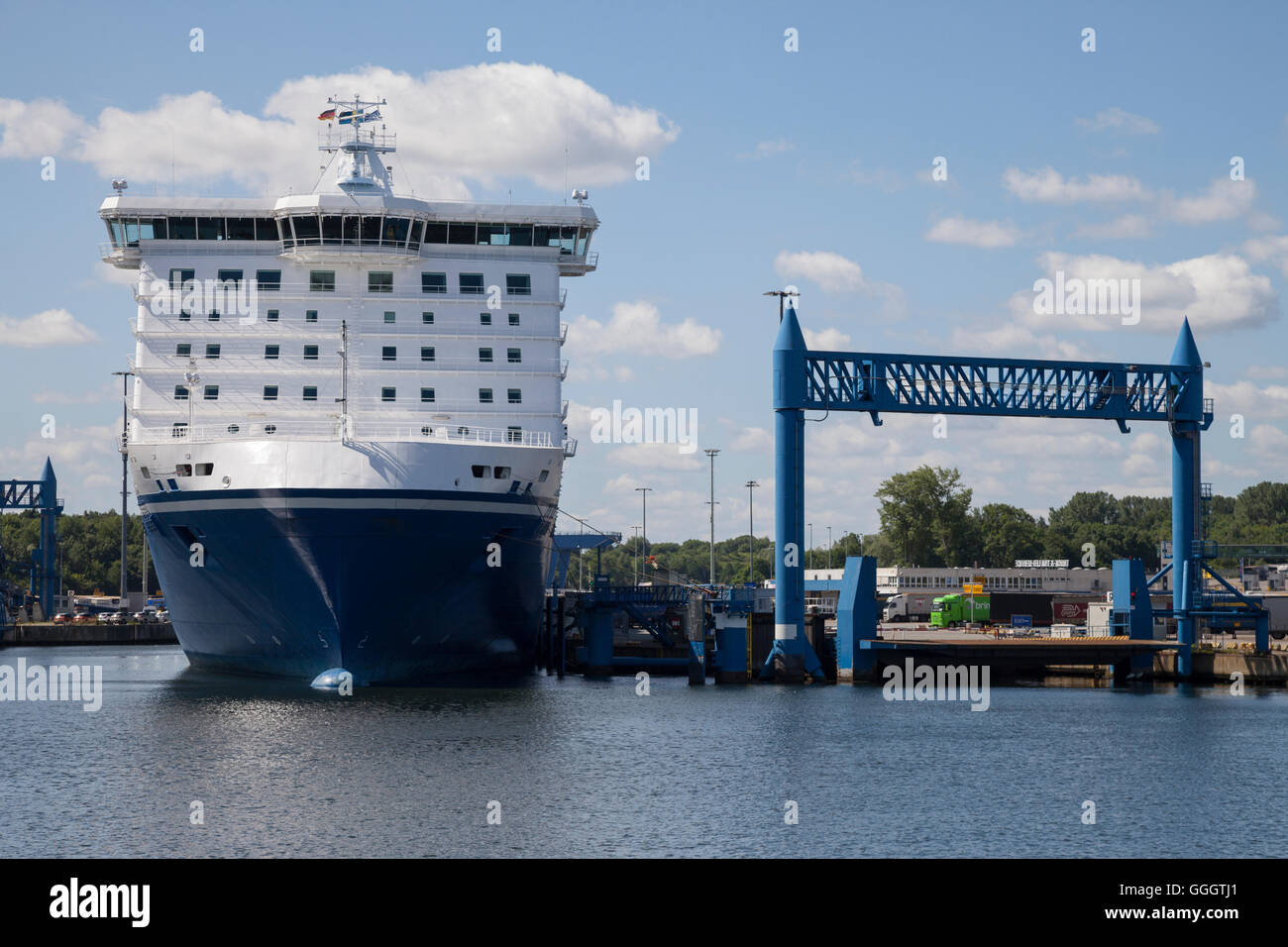 geography / travel, Germany, Schleswig-Holstein, Luebeck, Travemuende, Skandinavienkai (Scandinavia Quay), ferry-boat, Additional-Rights-Clearance-Info-Not-Available Stock Photo