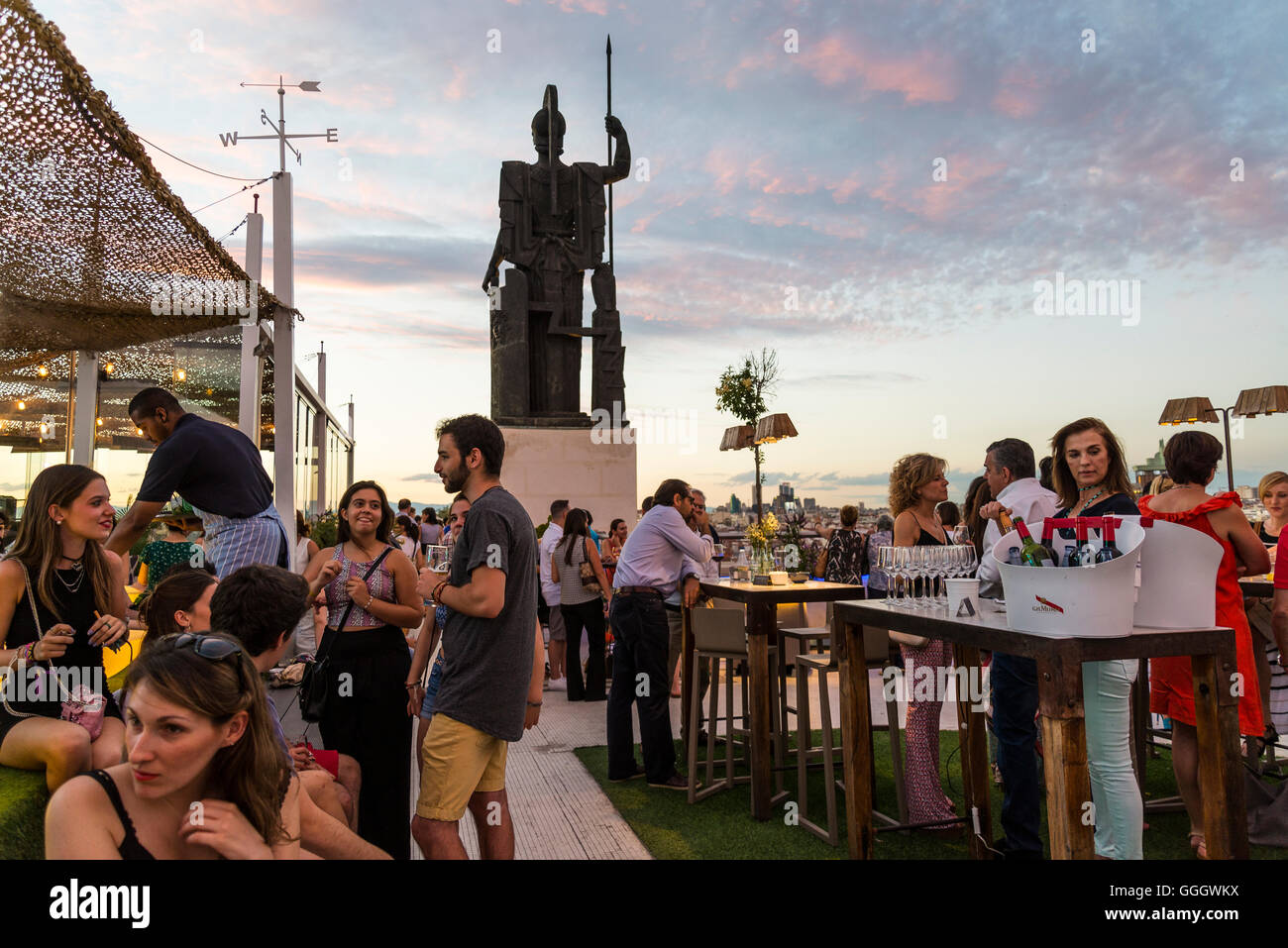 Bar at the roof terrace of Círculo de Bellas Artes, Cultural Arts centre in central, Madrid, Spain Stock Photo