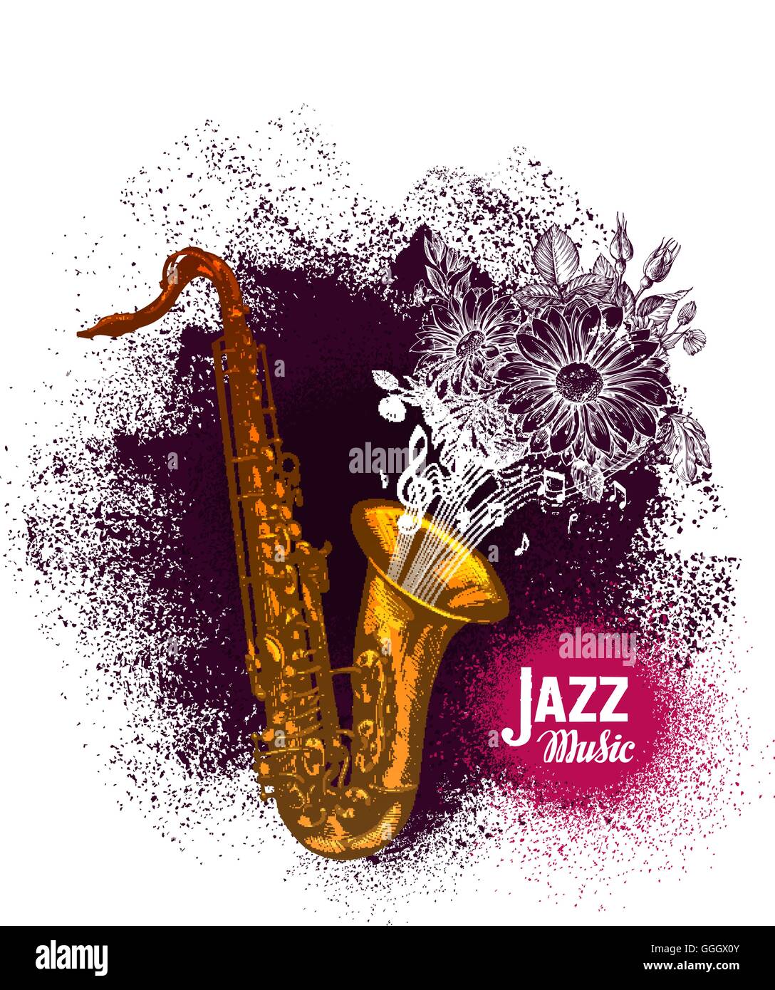 Saxophone, sax. Jazz music vector illustration Stock Vector
