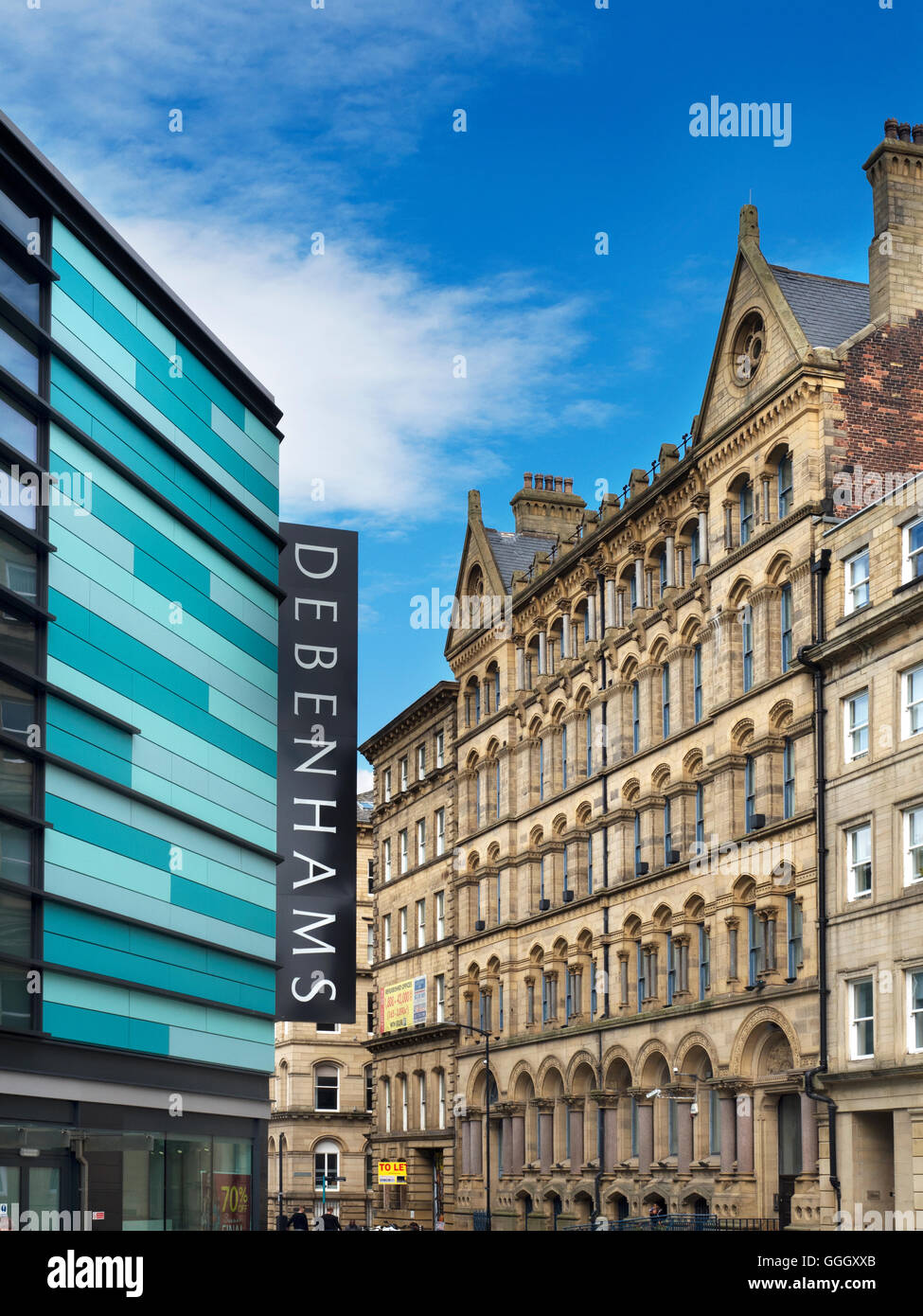 The Broadway Modern Shopping Centre and Victorian Buildings in Forster Square Bradford West Yorkshire England Stock Photo