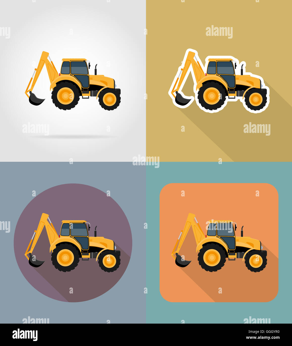 tractor flat icons illustration isolated on background Stock Photo - Alamy