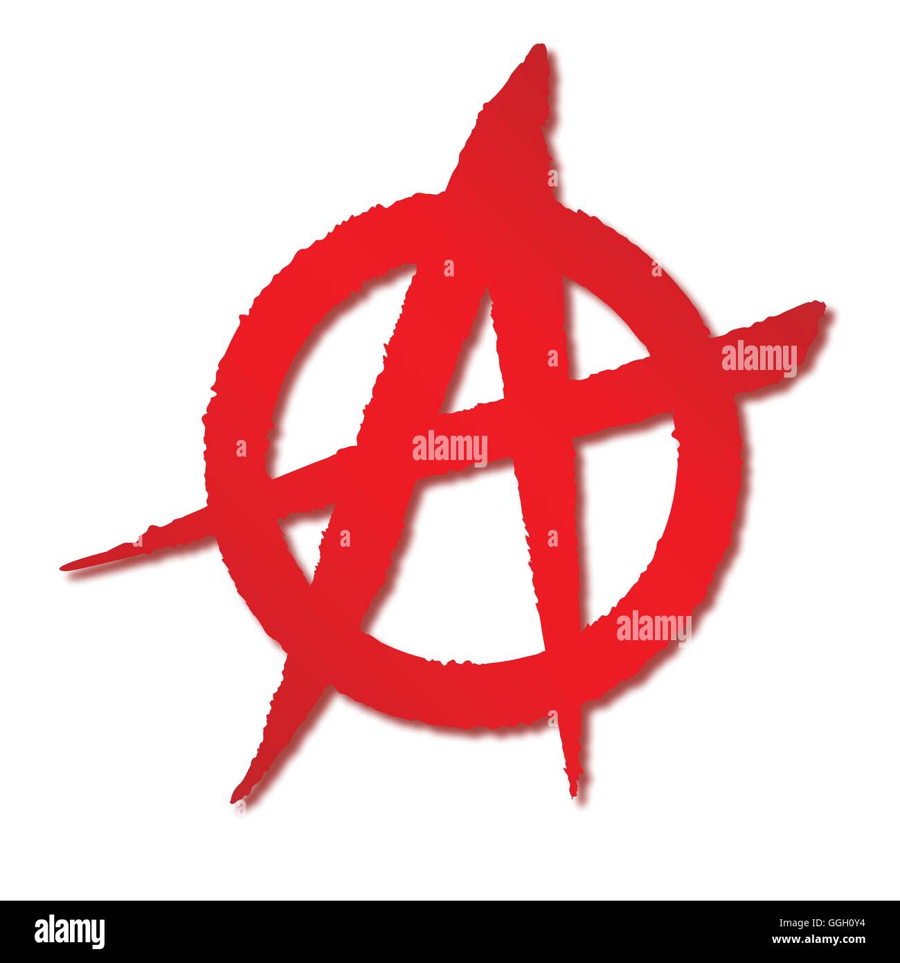 A red on white rough sprayed anarchy symbol Stock Vector