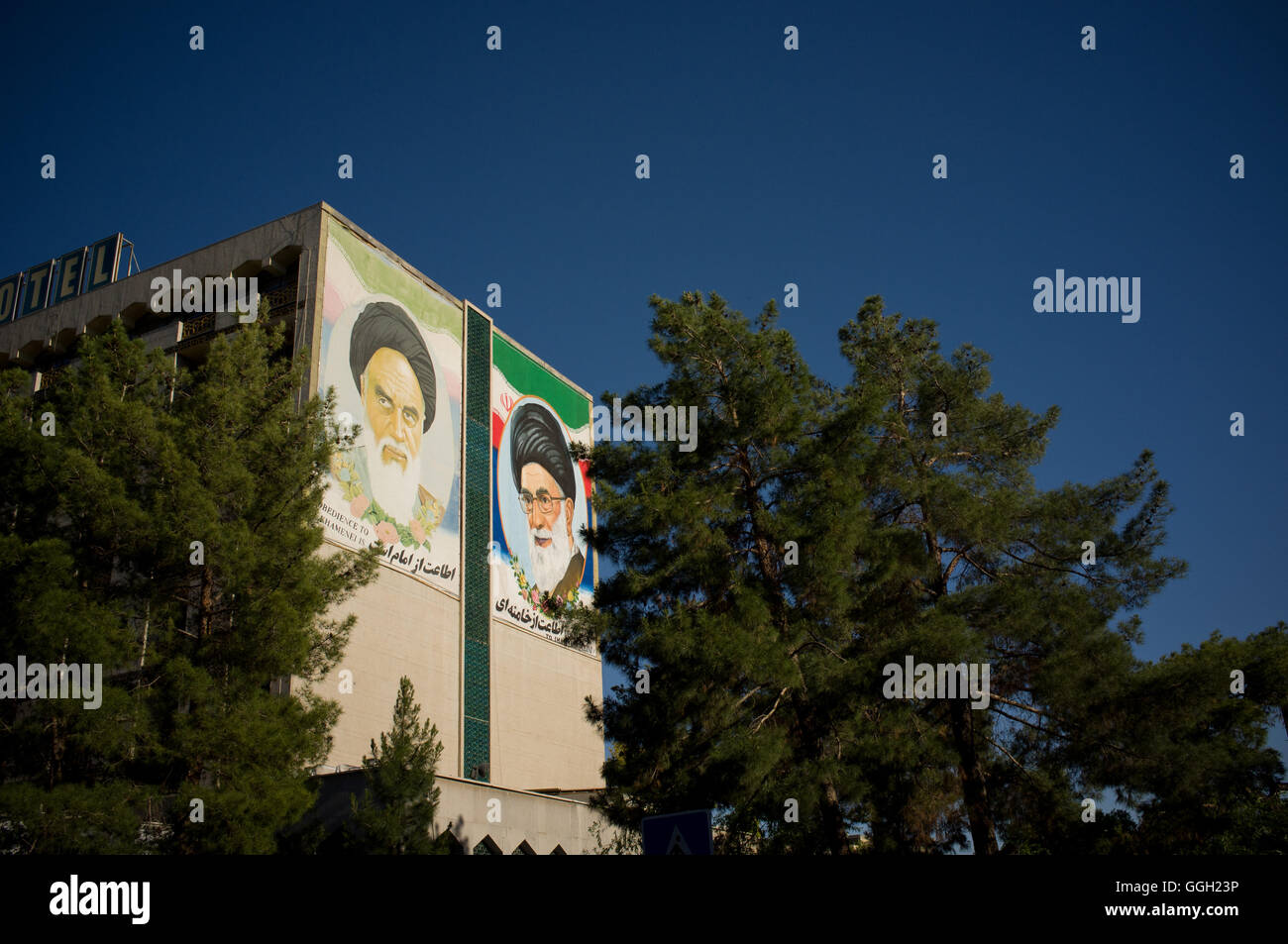 Leader of the Iranian Revolution Imam Khomeini and the Supreme Leader Ali Khamenei in Isfahan, Iran. © Jordi Boixareu Stock Photo