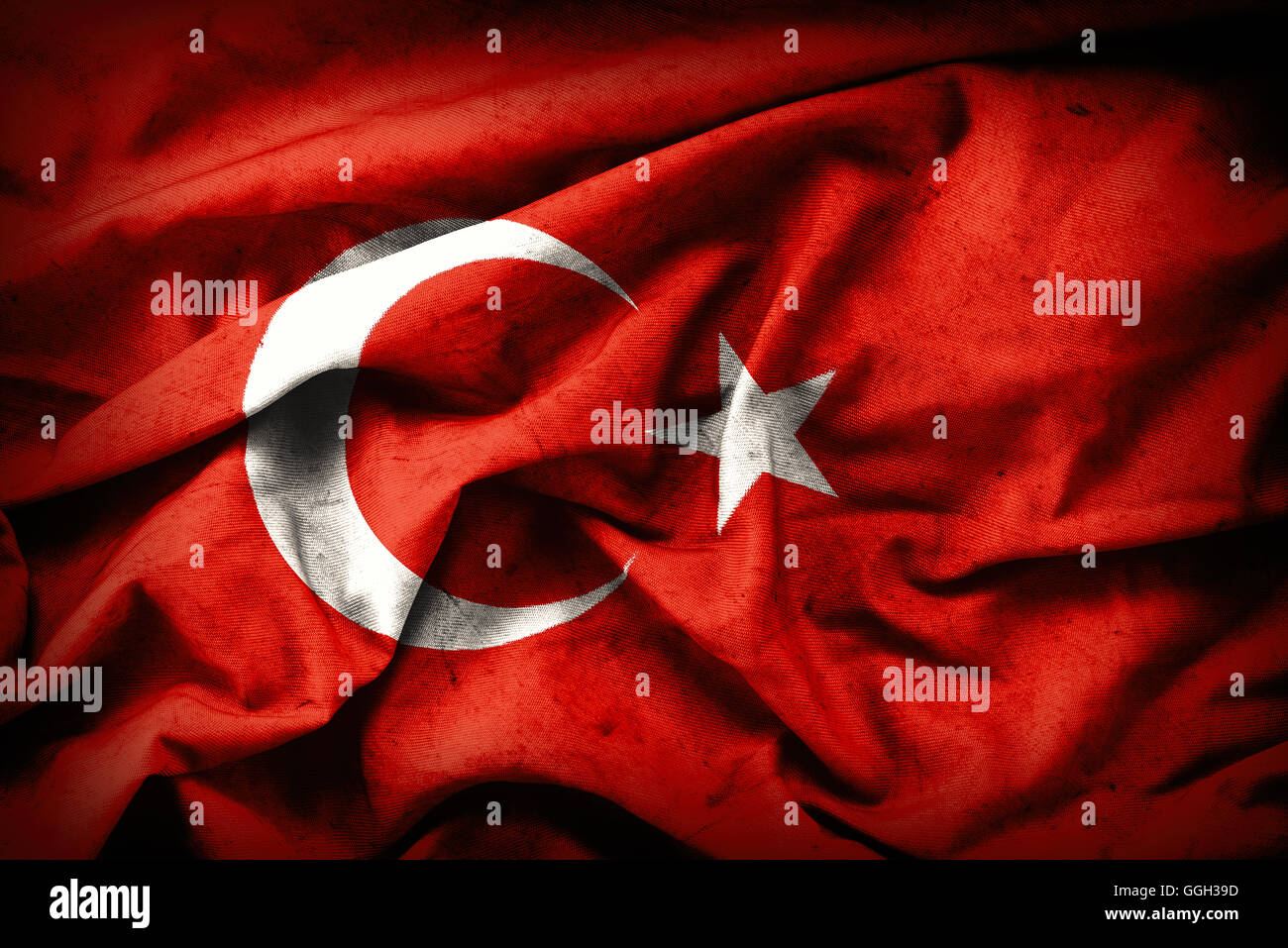 Turkish grunge Flag. An old Turkey flag Stock Photo