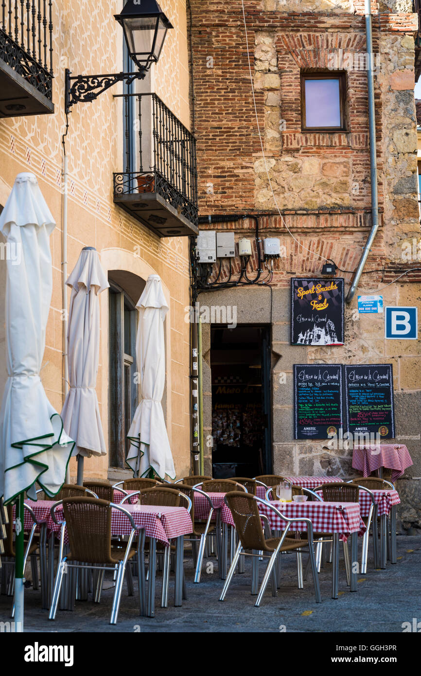 Restaurant in the Old Town, Segovia, Castilla y Leon, Spain Stock Photo