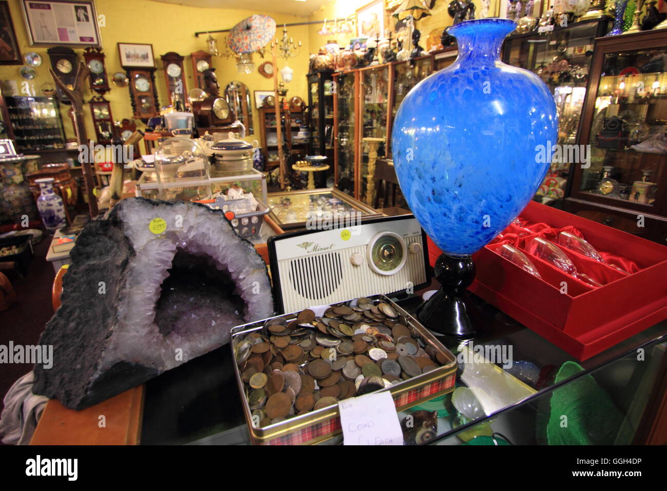 Antique and vintage goods on sale inside Langton's Antiques and