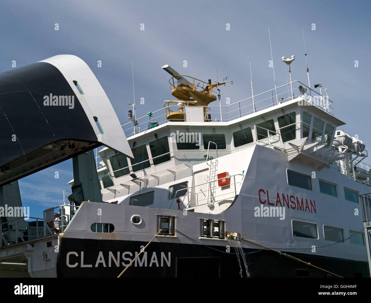 Clansman Caledonian MacBrayne Car Ferry docked at Oban ferry terminal, Scotland, UK. Stock Photo