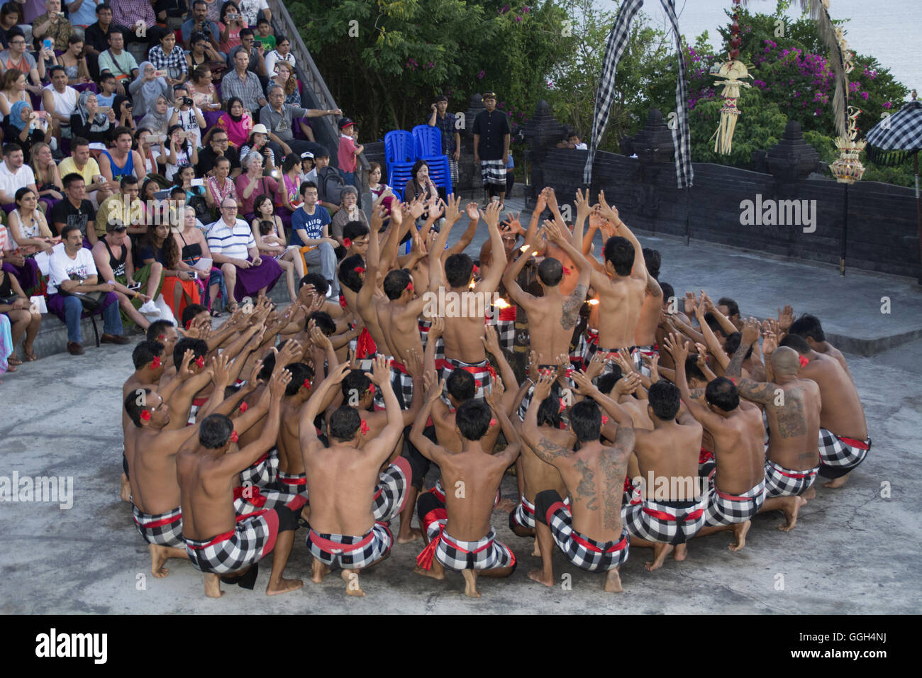 Kecak dance, Indonesia. Form of Balinese dance and music drama that was developed in the 1930s. It has been performed primarily Stock Photo