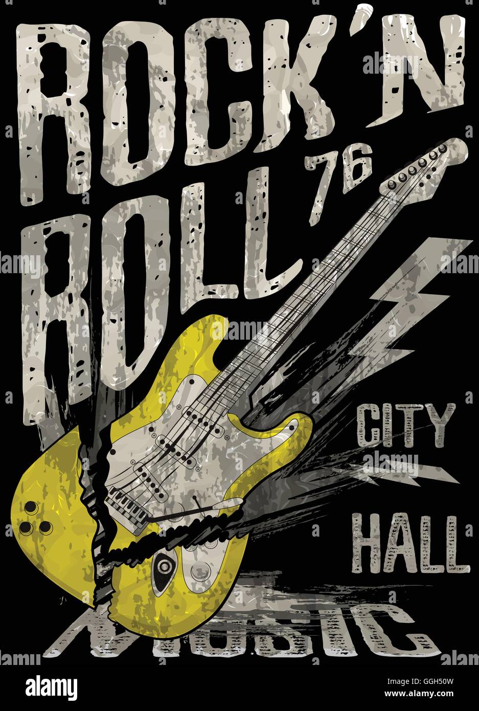 Rock'n Roll poster guitar graphic design tee vector art Stock Vector Image  & Art - Alamy