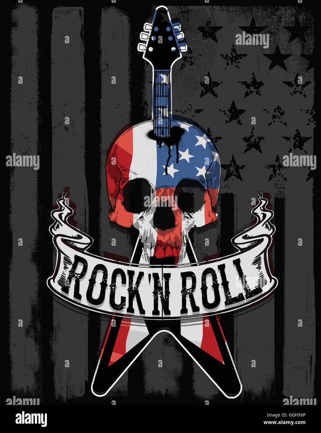 american skull face and grunge flag or texture Stock Vector Image & Art ...