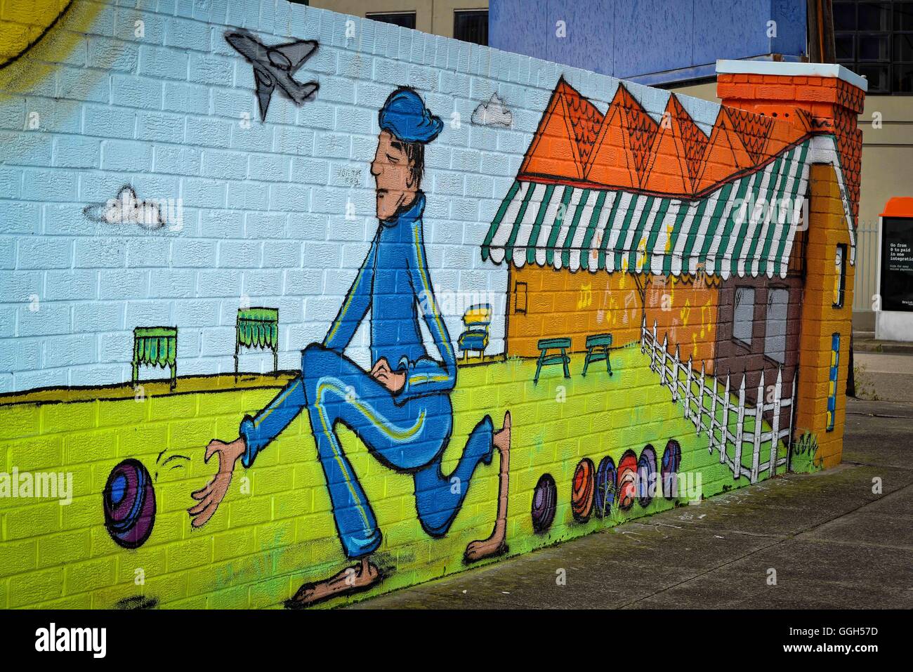 Australia. 06th Aug, 2016. Street artwork produced by 'Skulk' for Marrickville Bowling Club as part of the 2016 Perfect Match program on August 06, 2016, in Sydney, Australia. Perfect Match is a inner city council initiative inviting local property owners to find their Perfect Match by registering interest to have graffitied walls transformed by renowned street artists. Credit:  Hugh Peterswald/Pacific Press/Alamy Live News Stock Photo