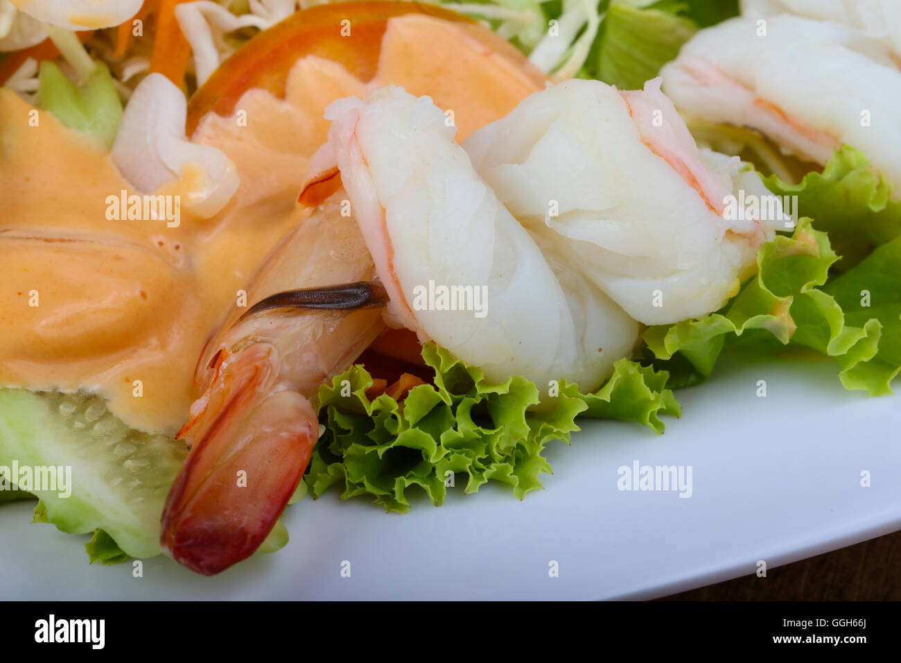 Shrimp cocktail with 1000 islands sauce and lime Stock Photo Alamy