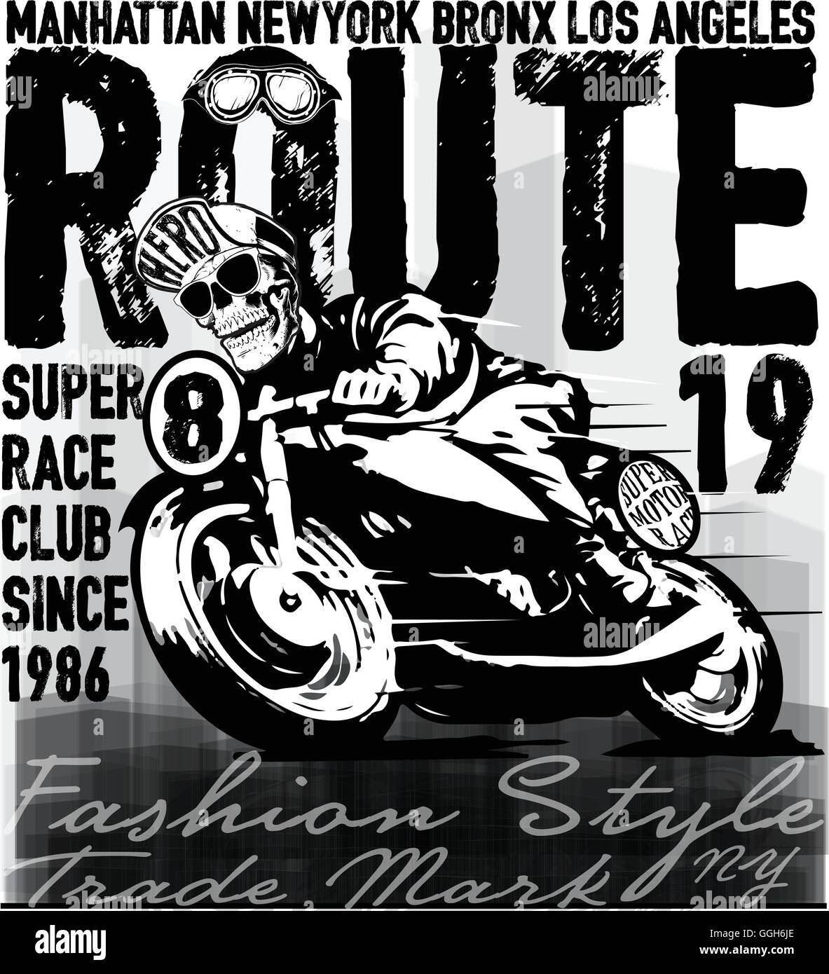 skull ride a classic motorcycle Stock Vector Image & Art - Alamy