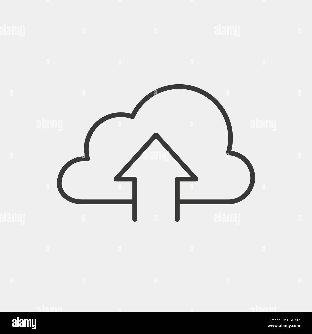 upload cloud icon of brown and thin outline Stock Vector Image & Art ...