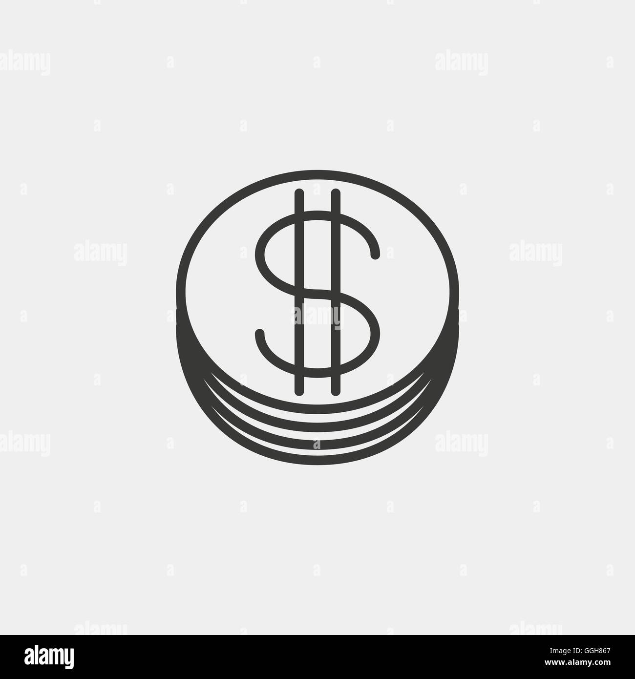 money icon of brown outline for illustration Stock Vector Image & Art ...