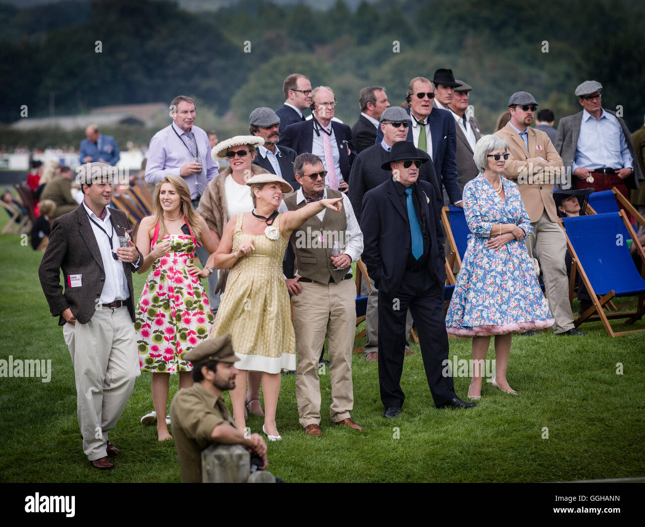 Visitors, Goodwood Revival 2014, Racing Sport, Classic Car, Goodwood, Chichester, Sussex, England, Great Britain Stock Photo
