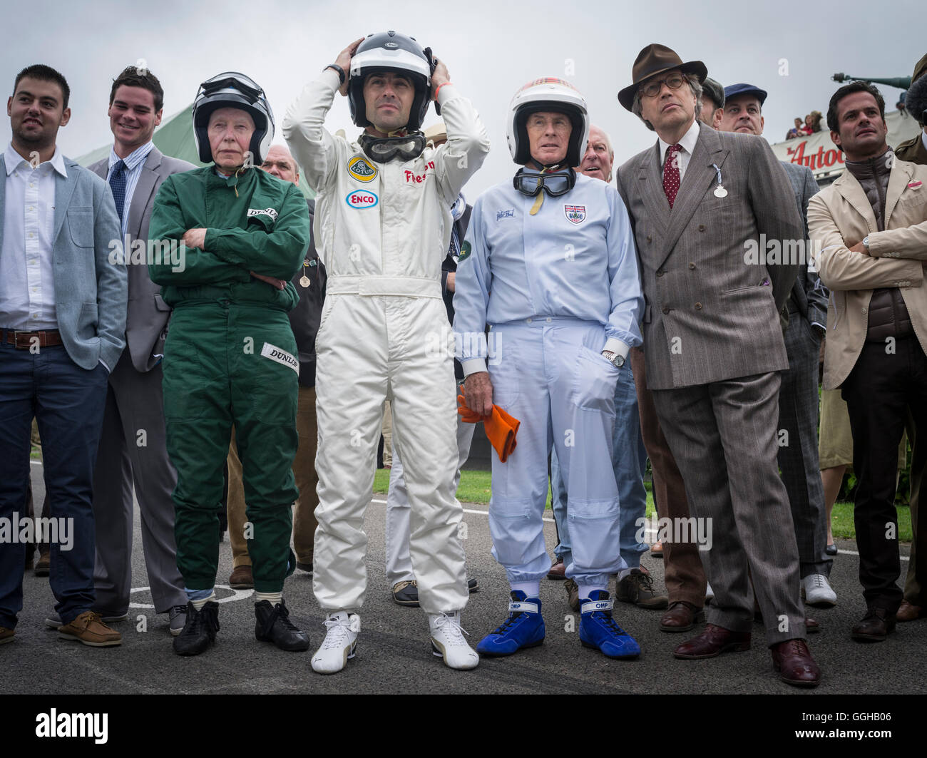 1.line, L to R, John Surtees, Dario Franchitti, Sir Jackie Stewart, Charles Gordon-Lennox, Earl of March and Kinrara, Goodwood R Stock Photo