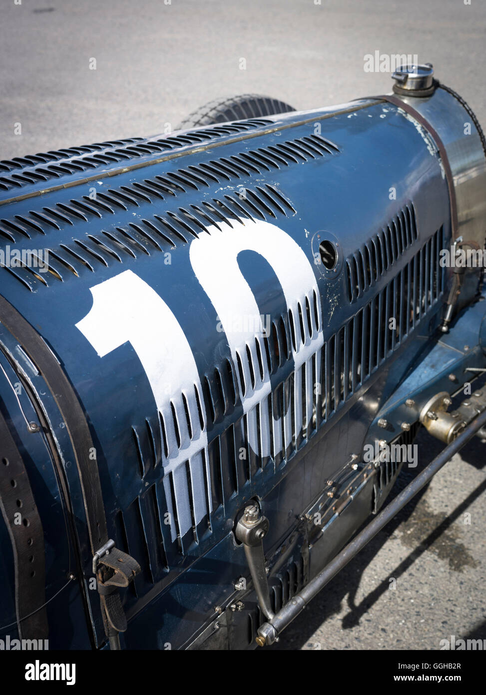 Bugatti engine bonnet, Grover-Williams Trophy, 72nd Members Meeting, racing, car racing, classic car, Chichester, Sussex, United Stock Photo