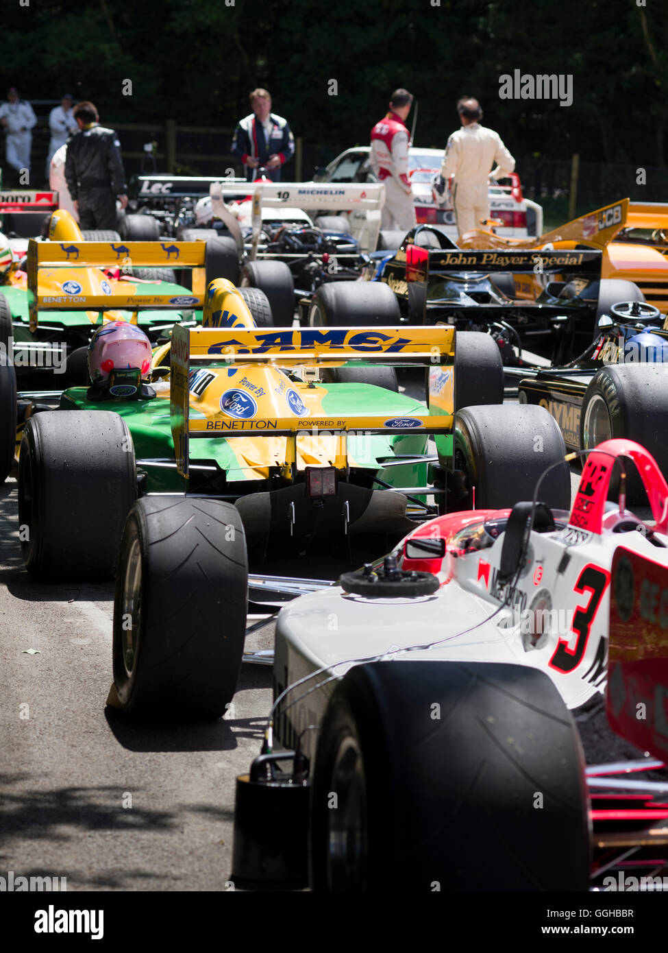 Formula 1 racing cars, Hillclimb Top Paddock, Goodwood Festival of Speed 2014, racing, car racing, classic car, Chichester, Suss Stock Photo