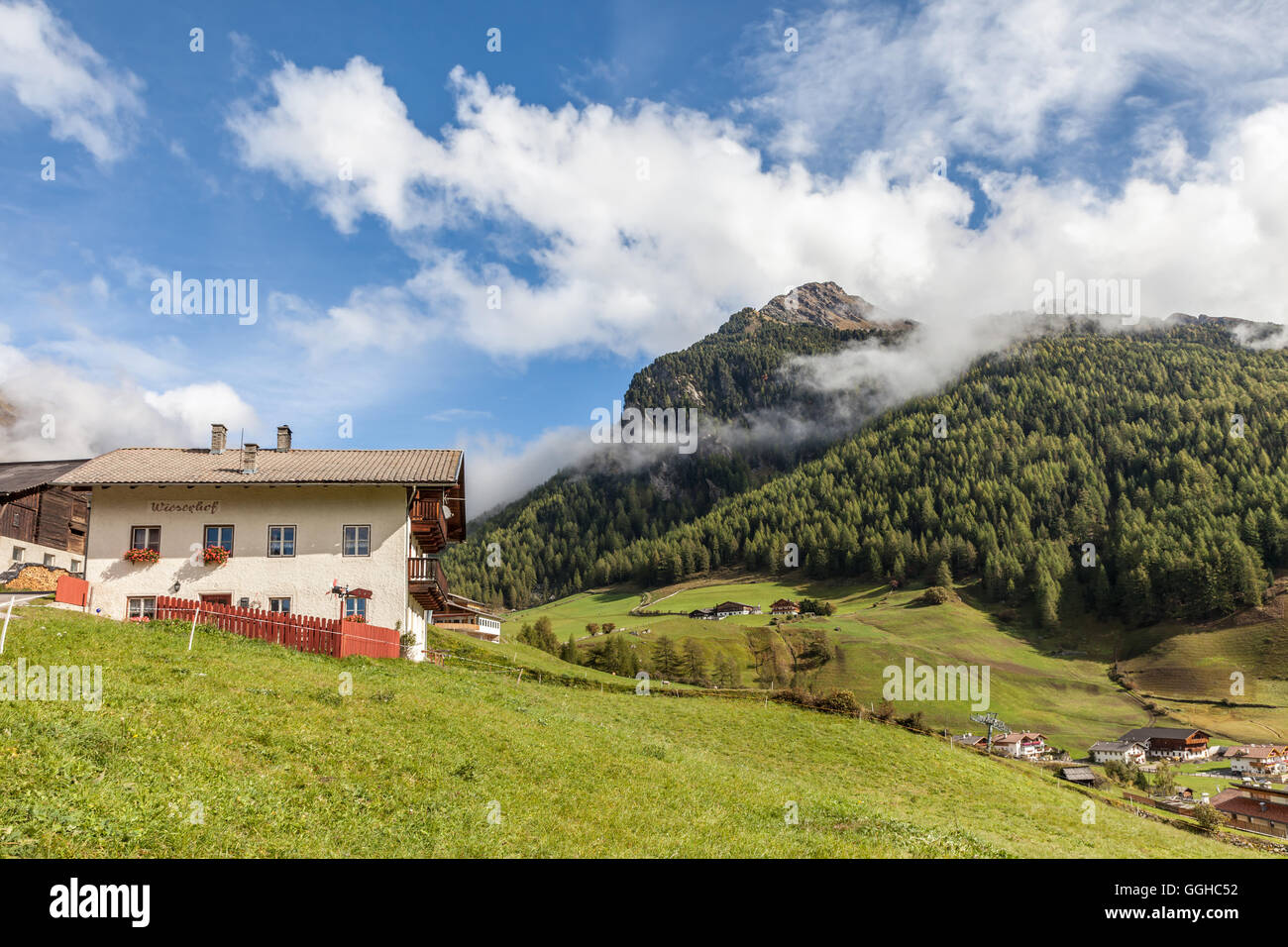 geography / travel, Italy, South Tyrol, court in the Reintal above of Rein in Taufers, Reintal, Additional-Rights-Clearance-Info-Not-Available Stock Photo