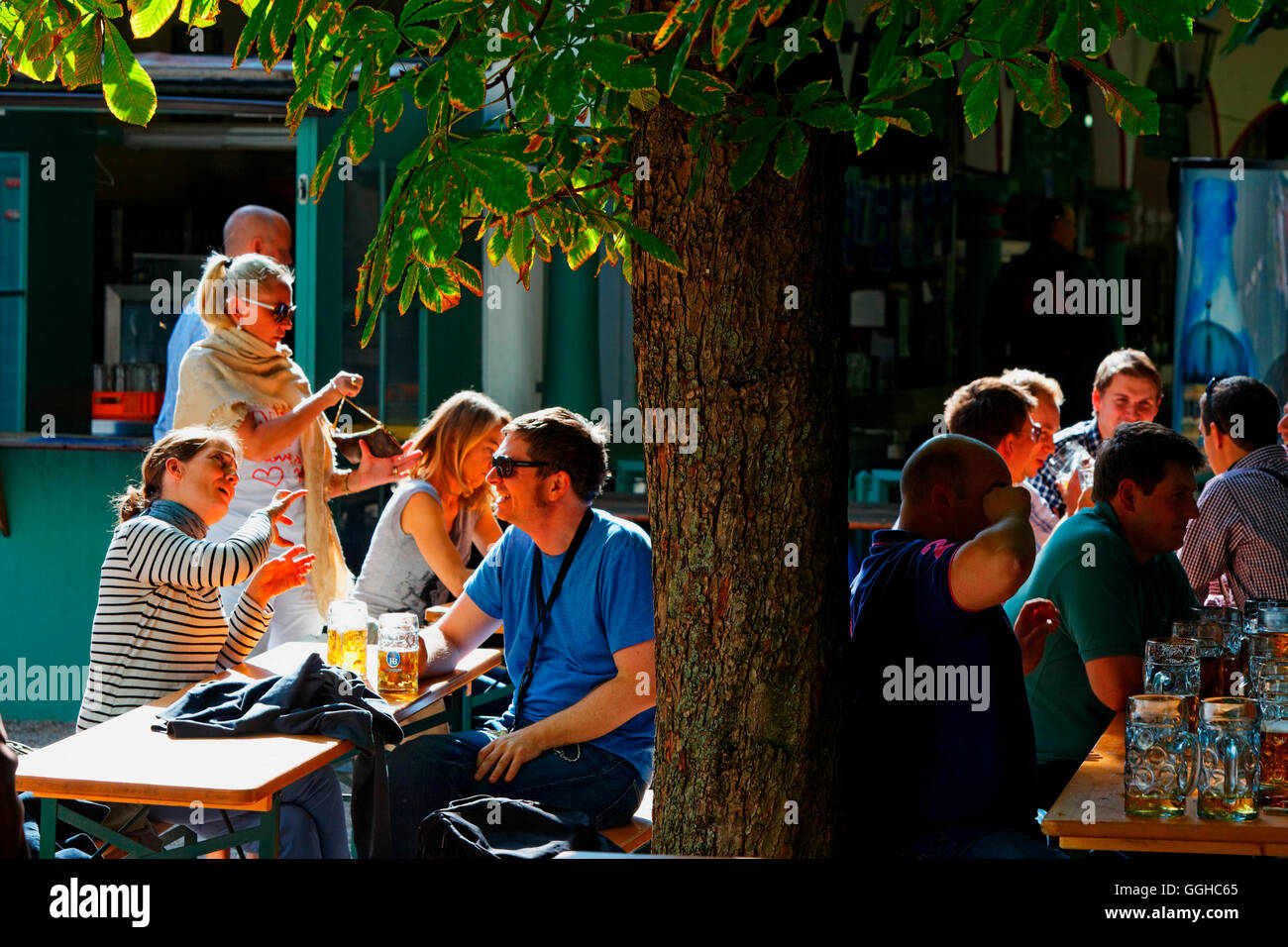 Hofbraeu beer garden, Wiener Platz, Haidhausen, Munich, Upper Bavaria