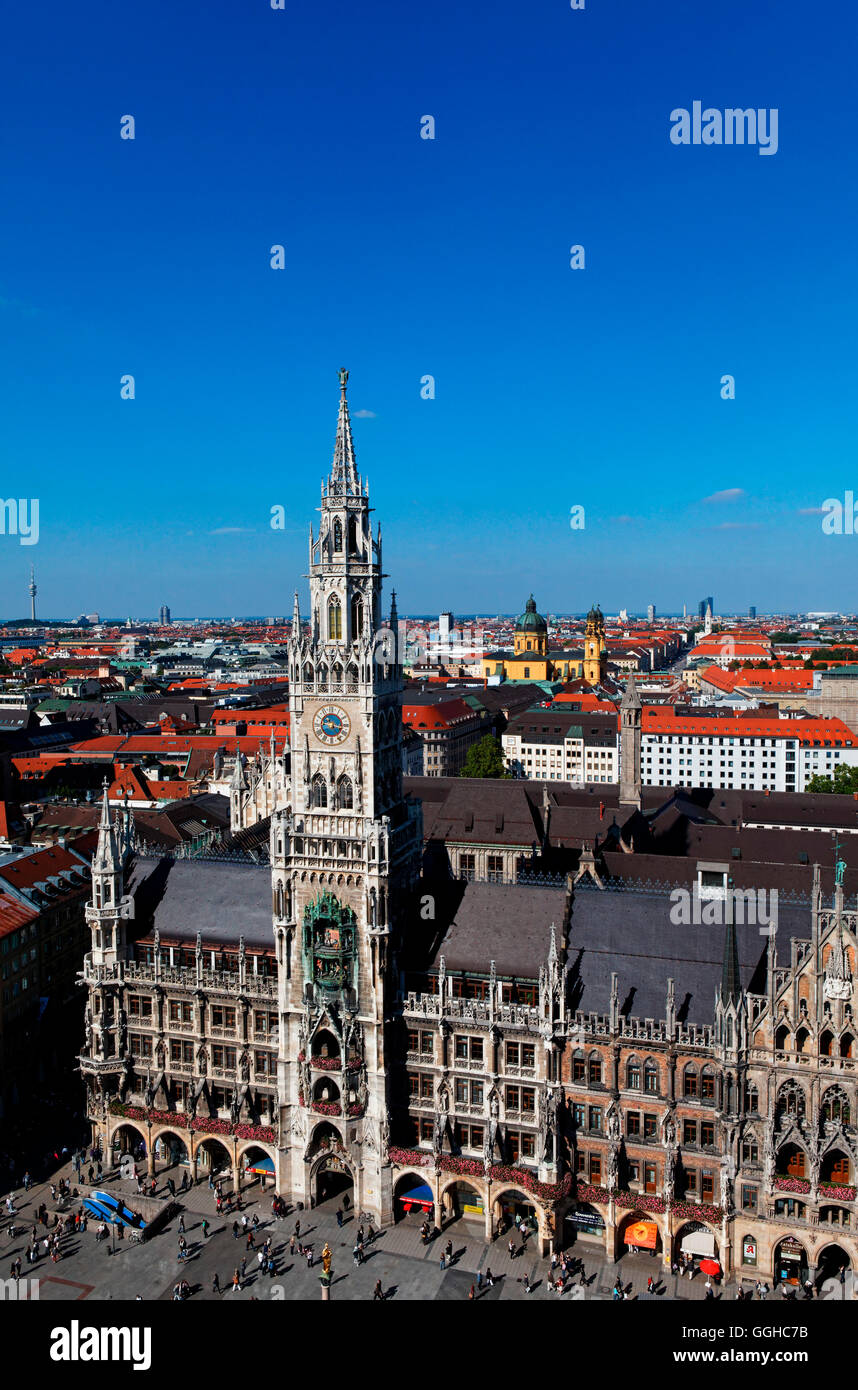 City Hall and Marienplatz, Munich, Upper Bavaria, Bavaria, Germany Stock Photo