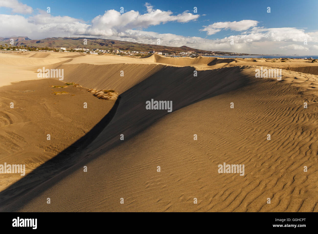 Dunes of Maspalomas, Dunas de Maspalomas, natural reserve, Maspalomas, municipality of San Bartolomé de Tirajana, Gran Canaria, Stock Photo