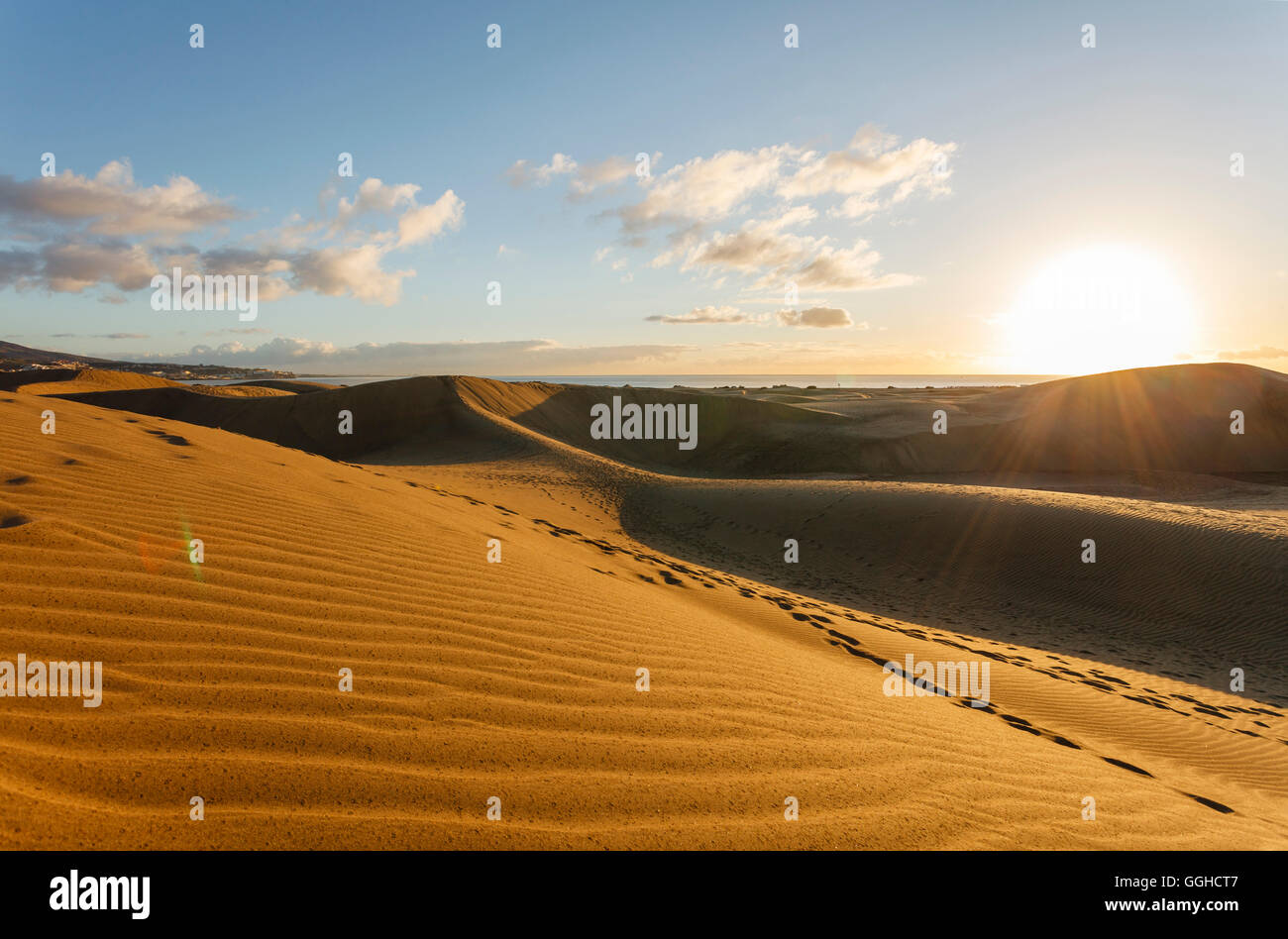 Dunes of Maspalomas, Dunas de Maspalomas, natural reserve, Maspalomas, municipality of San Bartolome de Tirajana, Gran Canaria, Stock Photo