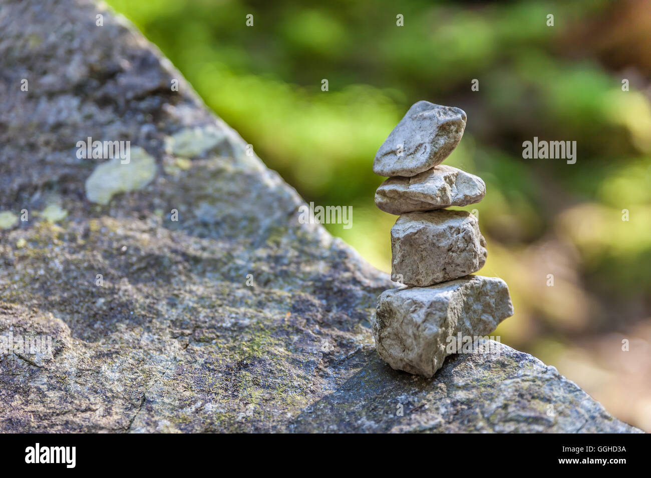 geography / travel, Italy, South Tyrol, cairn in the forest near the Rhine Falls in the Reintal, Additional-Rights-Clearance-Info-Not-Available Stock Photo