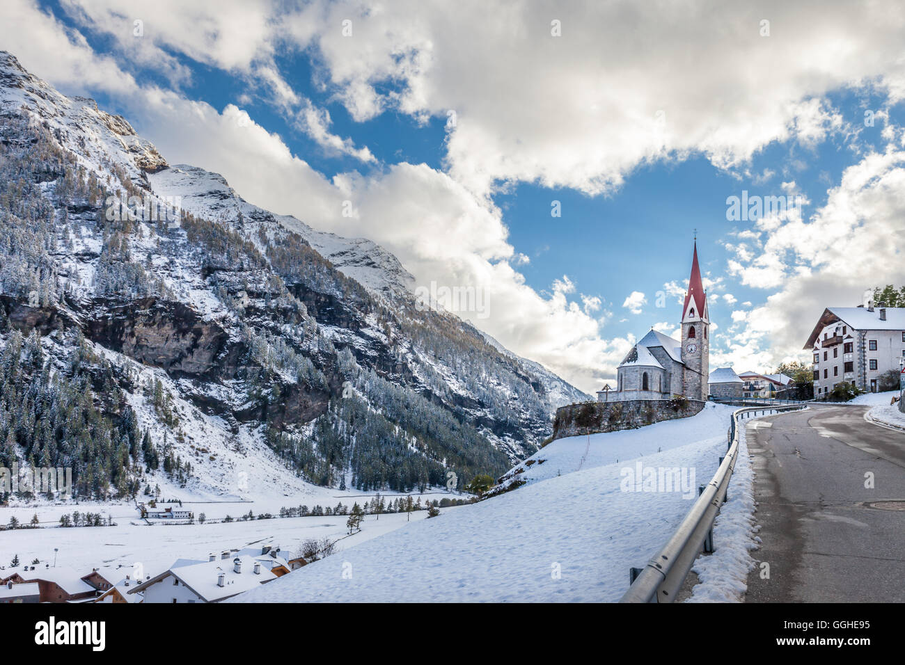 geography / travel, Italy, South Tyrol, the church of Rein in Taufers and Reintal in the winter, Additional-Rights-Clearance-Info-Not-Available Stock Photo