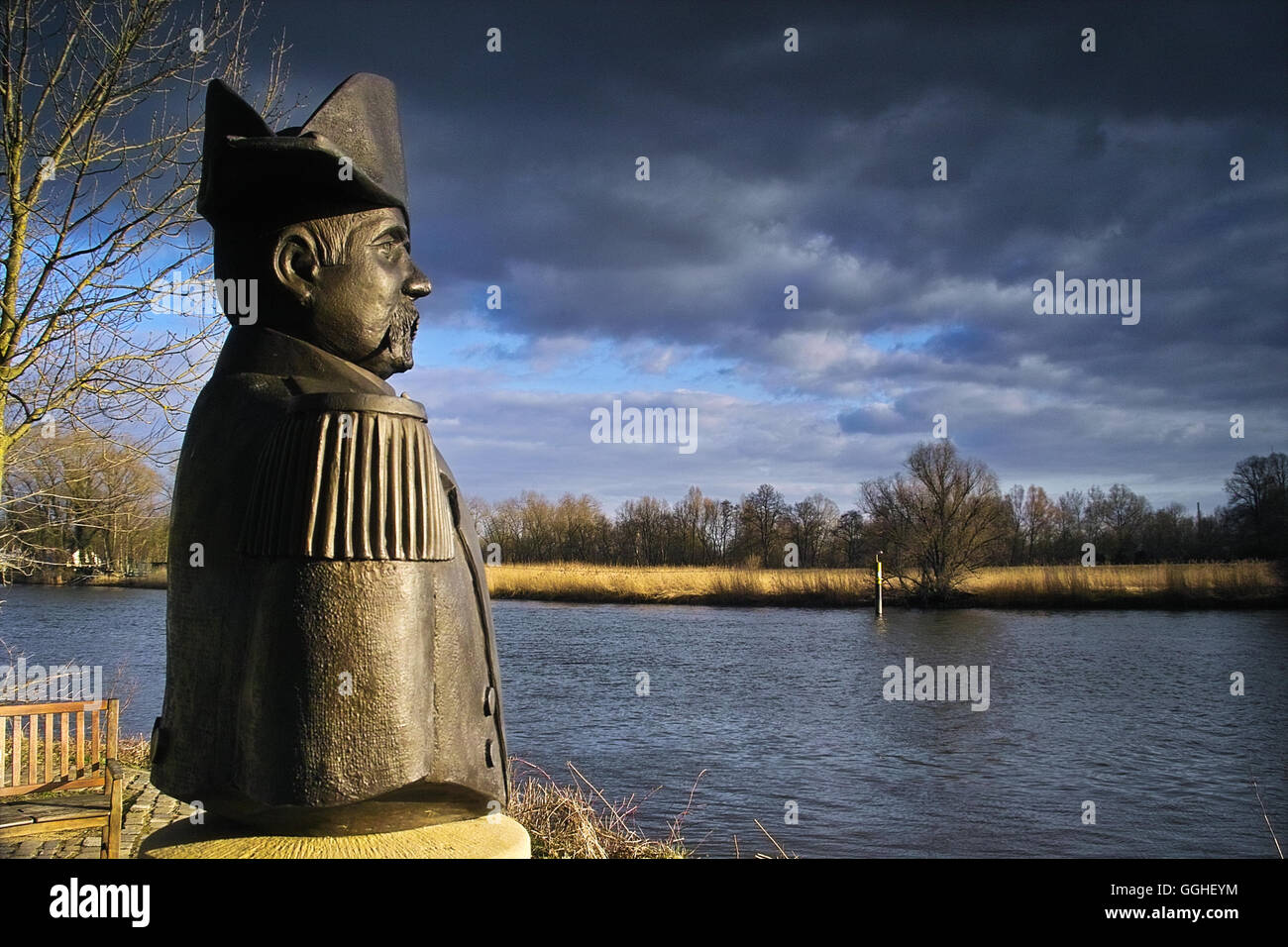 Admiral Brommy Sculpture / Knoops Park, St. Magnus, Lesum, Bremen, Germany Stock Photo