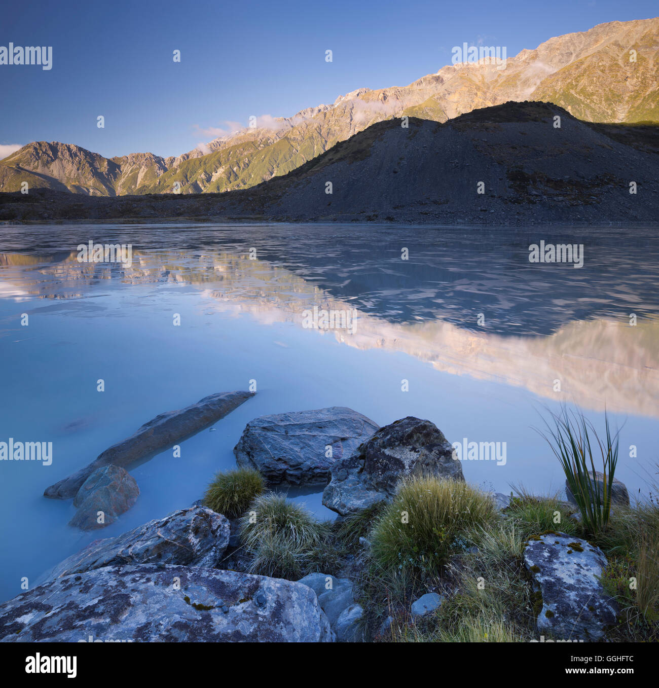 Mount Sefton, Hooker River, Mount Cook National park, Canterbury, South Island, New Zealand Stock Photo