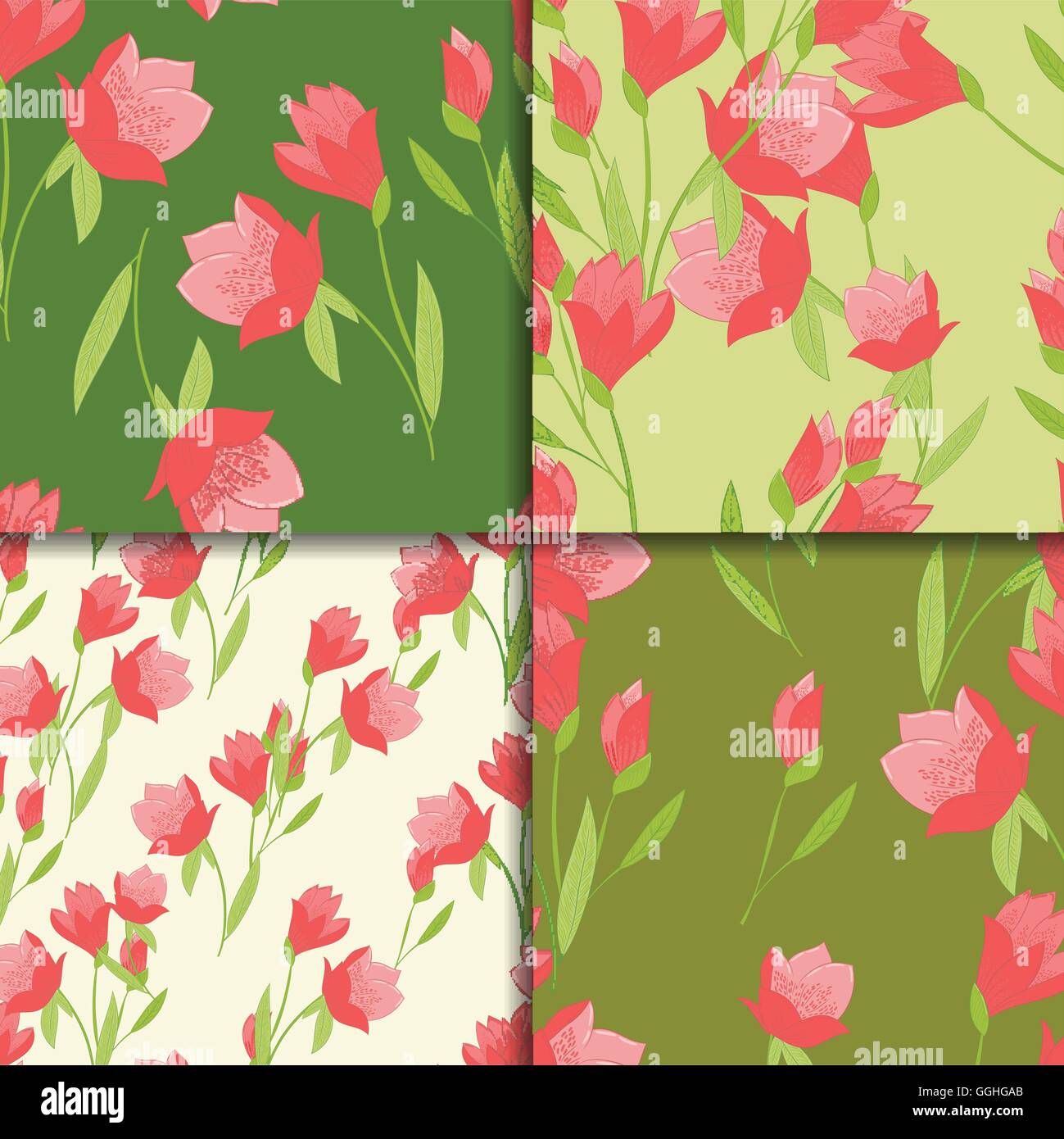 Seamless pattern set with tulips Stock Vector Image & Art - Alamy