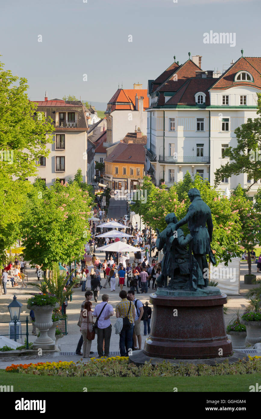 Lanner and Strauss statue, Wine festival in the park, Baden near Vienna, Lower Austria, Austria Stock Photo