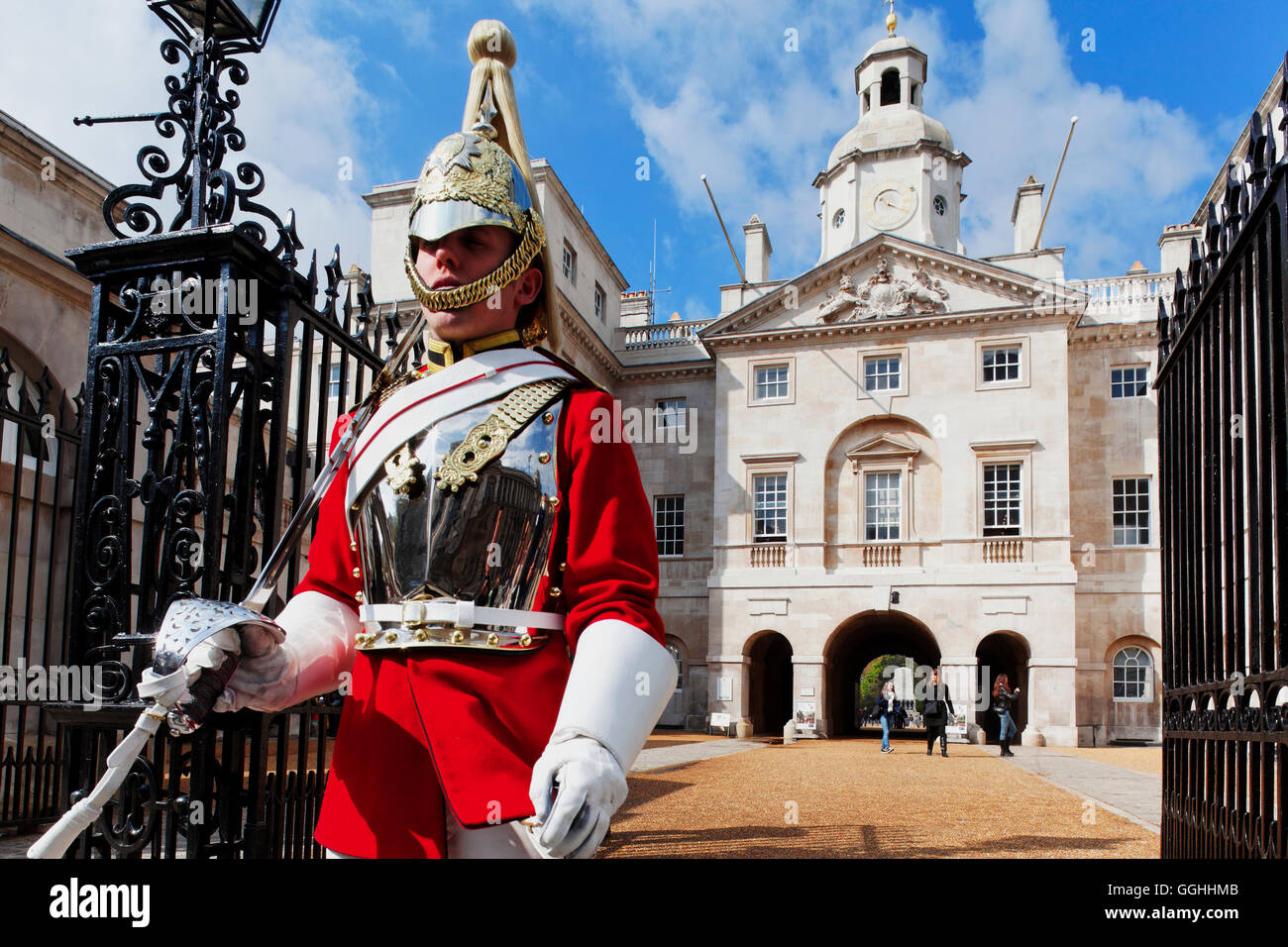 Guard at Horse Guards Parade, Whitehall, Westminster, London, England, United Kingdom Stock Photo