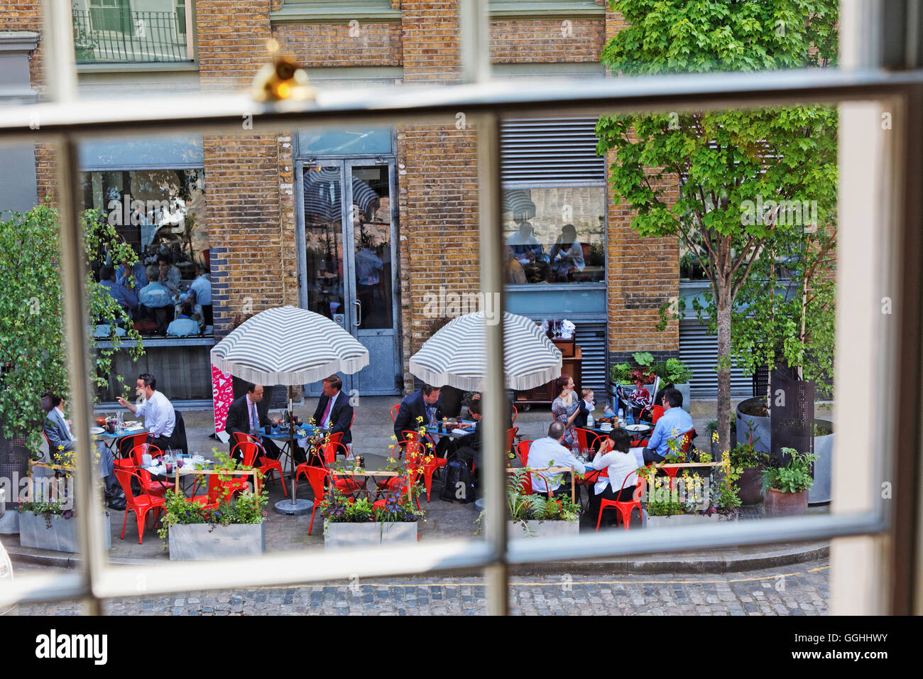Terrace, Bistrot Bruno Loubet in Hotel Zetter, St. John's Square, Clerkenwell, London, England, United Kingdom Stock Photo