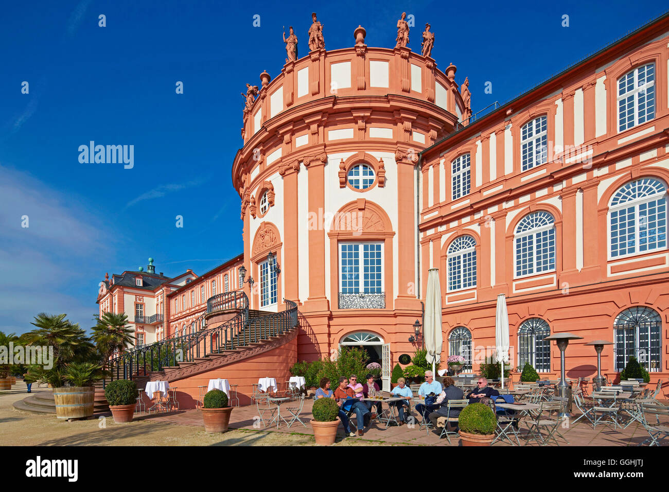 Biebrich castle, 18th century, Wiesbaden, Rhine, Mittelrhein, Middle Rhine, Hesse, Germany, Europe Stock Photo