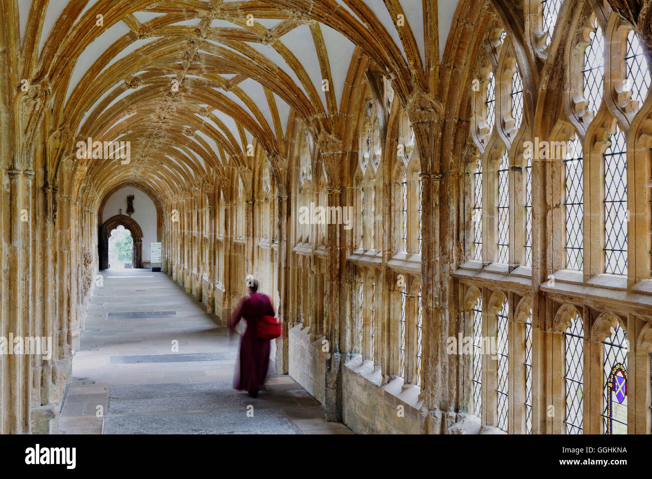 Cloister in Wells Cathedral, Wells, Somerset, England, Great Britain Stock Photo