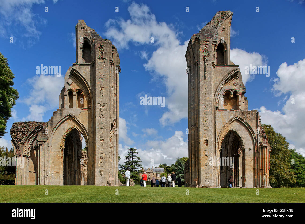 Ruins of Glastonbury Abbey, Glastonbury, Somerset, England, Great Britain Stock Photo