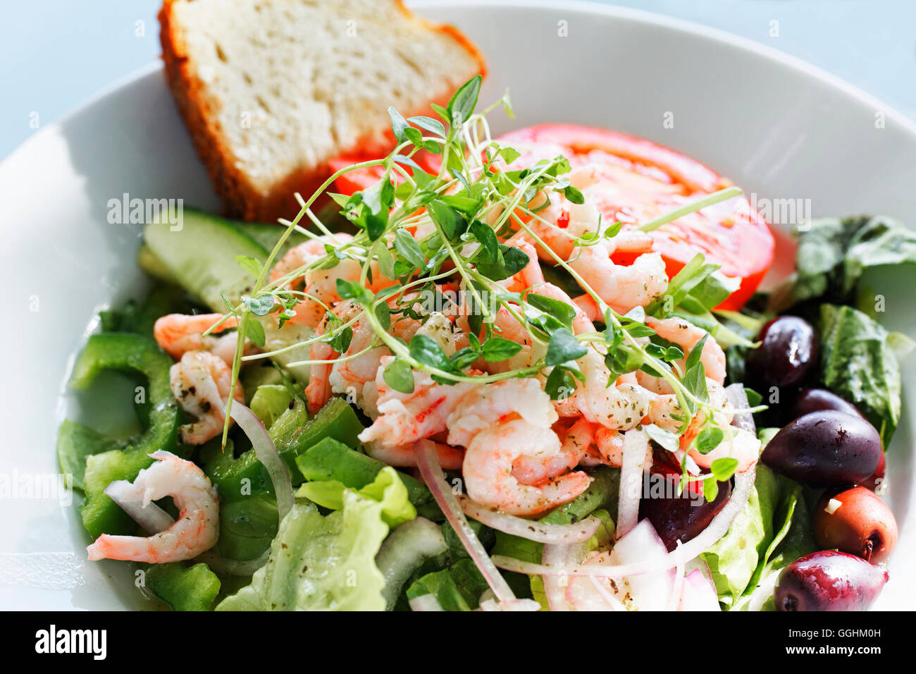Salad with shrimps, Stockholm, Sweden Stock Photo