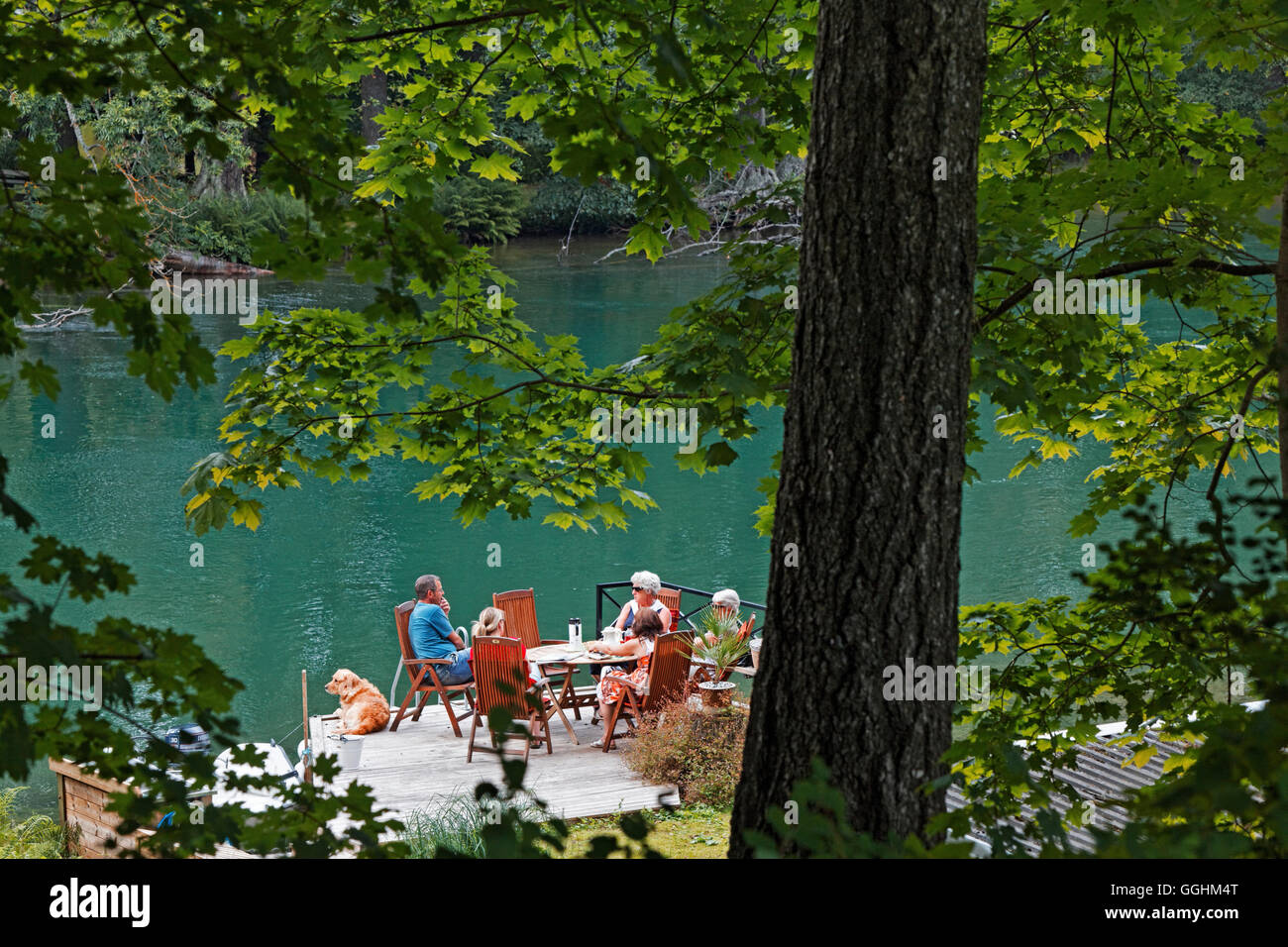 Coffee break along the Gota canal near Motala, Sweden Stock Photo