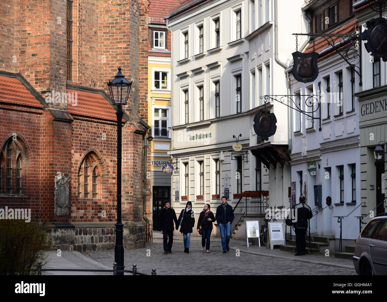 At St. Nicholas' Church, Nikolaikirche in Nicolai quarter, Mitte, Berlin, Germany Stock Photo