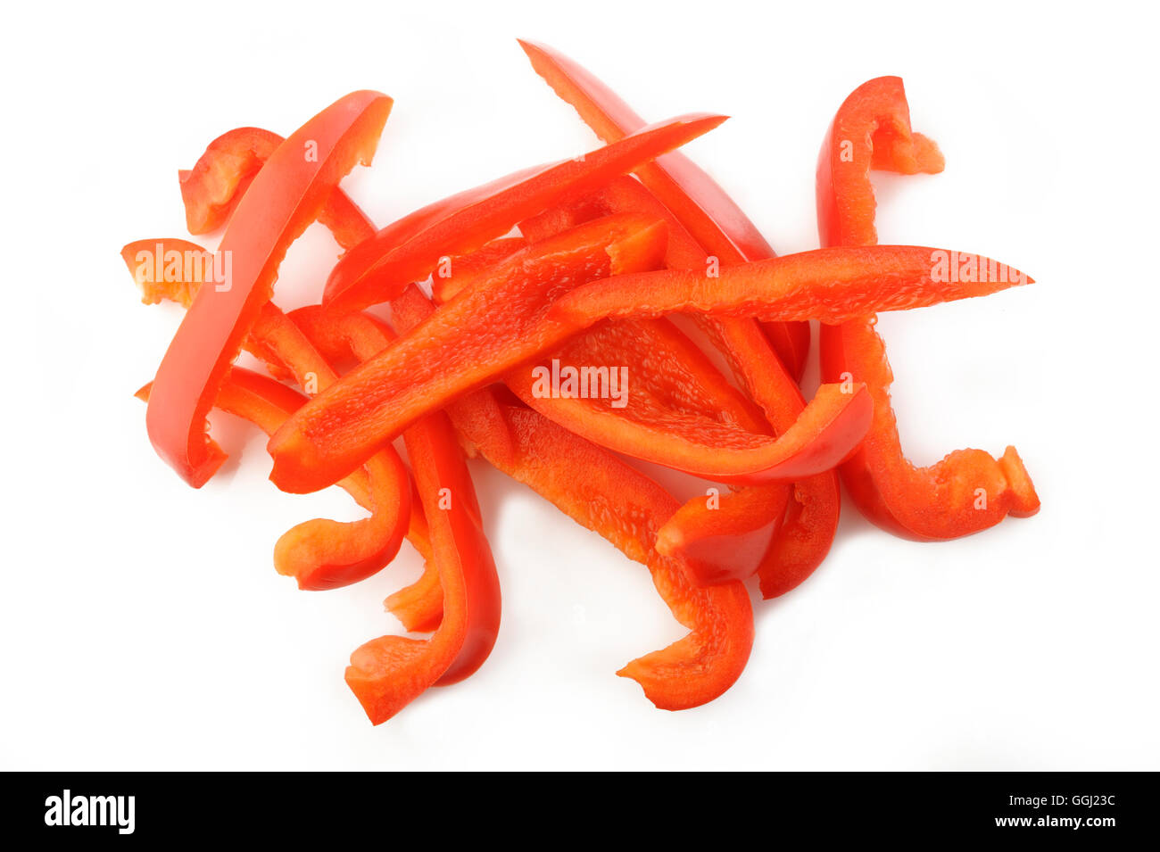 Sliced red pepper isolated on white background Stock Photo