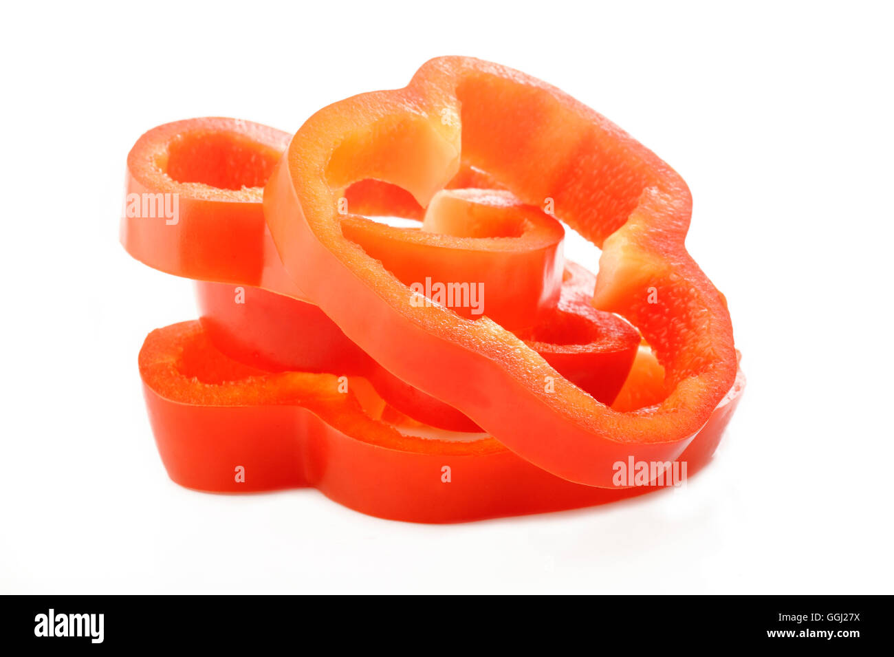 Sliced red pepper isolated on white background Stock Photo